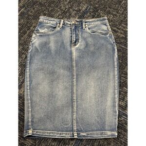 Lexi Jeans Women Blue Potassium Wash Denim Pencil Midi Skirt SKS22890 Size 6